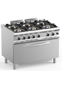 MBM Gasherd Dexion Lux 700 - 110/73 mit Gasbackofen 41 kW | Propangas Herd, 6 Kochstellen, GastroHeld