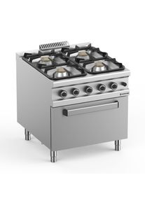 MBM Gasherd Serie 98 - 80/90 mit Elektrobackofen 22 kW | Propangas Herd, 4 Kochstellen, GastroHeld