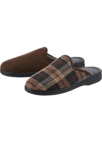 Herren Pantoffel braun-kariert