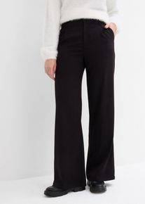 Weite Bundfaltenhose aus Viskosemix in schwarz, Grösse 44, bonprix