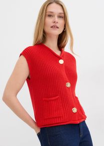 Strick-Weste mit Taschen in rot, Gr&ouml;sse 48/50 (XL), bonprix