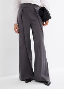 Ausgestellte Bundfaltenhose in grau, Grösse 44, bonprix