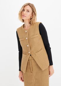 ärmelloser Bouclé-Blazer in braun, Grösse 44, bonprix