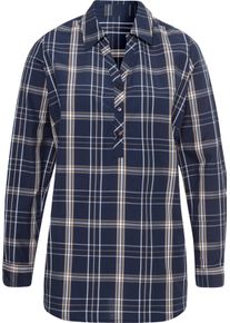 Damen Longbluse marine-weiss-kariert