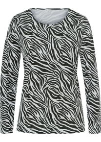 Damen Langarmshirt mit Zebra-Muster schwarz-ecru-bedruckt