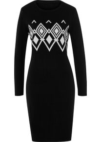 Damen Strickkleid schwarz-ecru