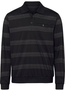 Herren Sweatshirt mit Polokragen schwarz-hellgrau-geringelt