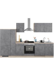 Wiho-Küchen WIHO KÜCHEN Küchenzeile »Zell«, ohne E-Geräte, Breite 310 cm grau made_in_germany beton/satin eichefarben