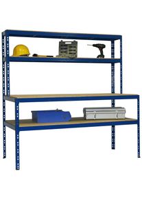 SZ Metall Werkbank »Werkbankregal Professional«, B/T/H: 180x80x180 cm bunt blau/holzfarben