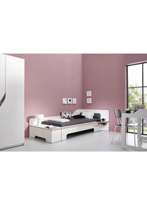 Müllermöbel MÜLLER SMALL LIVING Funktionsbett »PLANE«, aus Birkenschichtholz mit geschwungenem Seitenteil weiß made_in_germany weiß mit Birkenkante