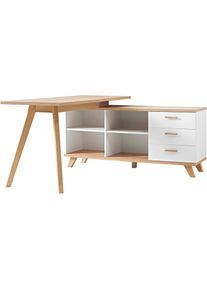 Germania Eckschreibtisch »Oslo«, mit integriertem Sideboard braun made_in_germany Sanremo Eiche/weiß + Sanremo Eiche