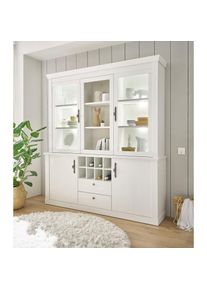Home Affaire Buffet »RAVENNA«, im romantischen Landhausstil, Griffe aus Metall, Höhe 207 cm weiß Pinie Weiss Dekor