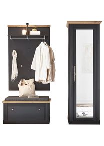 Home Affaire Garderoben-Set »WESTMINSTER«, (3 St.) grau Grau dunkel Schuhbank, Paneel, Garderobenschrank
