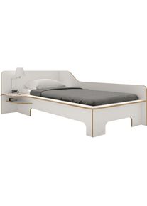 Müllermöbel MÜLLER SMALL LIVING Funktionsbett »PLANE«, aus Birkenschichtholz mit geschwungenem Seitenteil weiß made_in_germany weiß mit Birkenkante