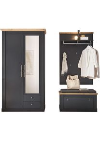 Home Affaire Garderoben-Set »WESTMINSTER«, (3 St.) grau Grau dunkel Schuhbank, Paneel, Garderobenschrank