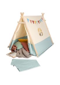 Pinolino® Spielzelt »Yuma«, mit Zeltstangen aus Holz beige natur/blau