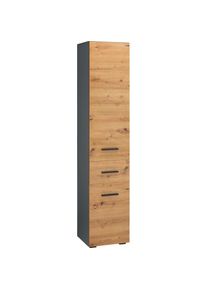 Inosign Hochschrank »Skara«, 3 verstellbaren Einlegeböden hinter den Türen, Breite 38cm, Höhe 180cm grau anthrazit/artisan eichefb.