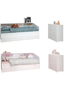 Parisot Jugendzimmer-Set »Sleep 15« bestehend aus Stauraumbett Kommode mit 3 Schubladen weiß weiss