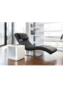 Salesfever Relaxsessel, mit Nackenkissen, Relaxliege mit modernem Metallfuß schwarz