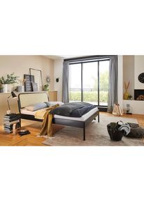 ATLANTIC HOME COLLECTION Metallbett »Nelly«, mit Rattan im Kopfteil schwarz