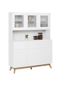 Home Affaire Buffet »Skandi«, 3 Glastüren, 3 Holztüren und 3 Schubkasten, Breite 120 cm, Höhe 165 cm weiß weiß matt