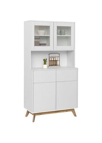 Home Affaire Buffet »Skandi«, 2 Glastüren, 2 Holztüren und 2 Schubkasten, Breite 84cm, Höhe 165cm weiß weiß matt