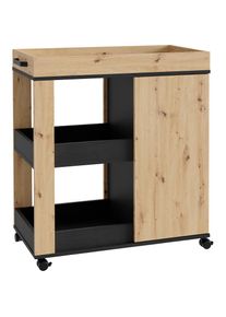 FORTE Barschrank, Höhe ca. 88, 5 cm schwarz Artisan Eiche / Schwarz Eiche