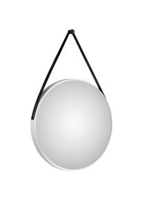 Talos Wandspiegel, dekorativer runder Spiegel mit Aluminiumrahmen, Ø 80 cm weiß