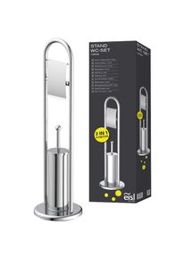 EISL® EISL WC-Garnitur »Toilettenpapierhalter stehend«, aus Edelstahl, Standgarnitur mit Toilettenbürste, WC Bürstengarnitur freistehend grau chrom