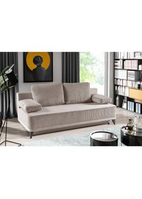 WERK2 Schlafsofa »Rosso«, 2-Sitzer Sofa und Schlafcouch mit Federkern & Bettkasten beige