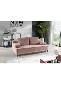 WERK2 Schlafsofa »Rosso«, 2-Sitzer Sofa und Schlafcouch mit Federkern & Bettkasten rosa Rosé