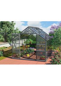 Konifera Gewächshaus »Calisto 8300«, (Set, mit Fundamentrahmen, Sicherheitsglas) grau Gewächshäuser