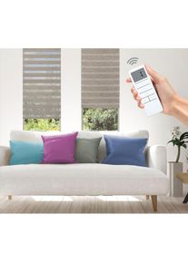 GOOD LIFE Elektrisches Rollo »Wood - SMART HOME«, Lichtschutz, ohne Bohren, mit Fernbedienung braun mokka/weiß + weiß