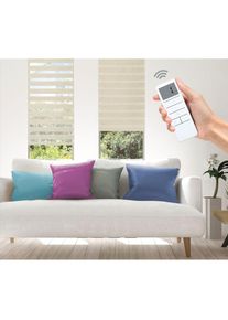 GOOD LIFE Elektrisches Rollo »Wood - SMART HOME«, Lichtschutz, ohne Bohren, mit Fernbedienung weiß weiß/beige + weiß