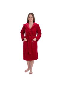 WEWO-Fashion WEWO FASHION Damenbademantel, (1 St.), mit Kapuze rot bordeaux Damen Bademantel mit Kapuze