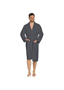 Vossen Unisex-Bademantel »Dallas«, (1 St.), für Damen & Herren, reine Baumwolle, mit Kimono-Kragen grau anthrazit Unisexbademantel in modernen Farben