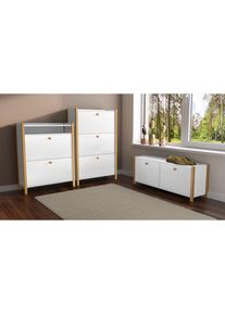 Andas Schuhkipper, im skandinavischen Design braun weiss, eiche