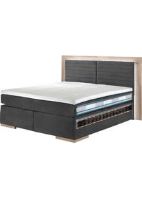Places of Style Boxspringbett »Cup«, mit LED-Beleuchtung, Massivholzrahmen und Topper, in 2 Härtegraden grün olive