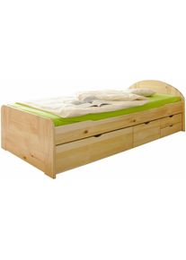 Ticaa Massivholzbett »Erna«, in diversen Breiten mit Bettschubkästen, Kiefer beige Kiefer massiv natur