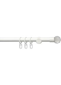 Liedeco Gardinenstange »Fertigstilgarnitur 20 mm Power Facettkugel«, 1 läufig-läufig, Fixmaß, Gardinenstange Komplett weiß