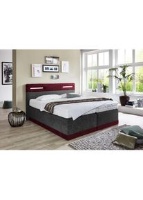 Westfalia Schlafkomfort Boxspringbett, mit LED-Beleuchtung rot bordeaux/anthrazit