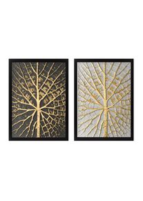 Wandbild »Wallxpert Goldfarbenen Tree 2 Stück, 34 x 44 cm«