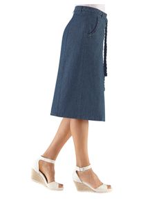WITT Damen Jeansrock mit Flecht-Gürtel, blue-stone-washed, Größe 36, 100% Baumwolle