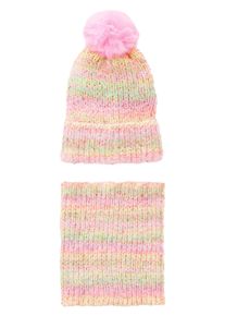 next Set: M&uuml;tze und Schal M&auml;dchen Gr&ouml;&szlig;e XS/S limone / limette / rosa