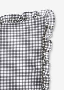 Parure de lit avec finitions volantées en gris135x200 cm, 100% coton, Couleur/Motif: gris carreaux, bonprix