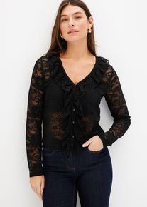 Spitzen-Bluse in schwarz, Grösse 36/38 (S), bonprix