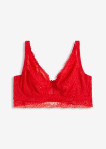 Minimizer BH mit Bügel aus Spitze mit dezenten Pailletten in rot, Grösse 100C, bonprix