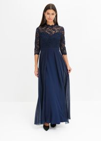 Maxikleid mit Spitze in blau, Grösse 36, bonprix