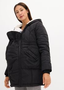 Gefütterte Umstandsjacke mit Baby-Einsatz in schwarz, Grösse 34, bonprix