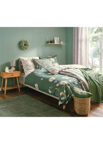 Bettwäsche mit floralem Desing in grün | 135x200 cm | 100% Baumwolle | bonprix